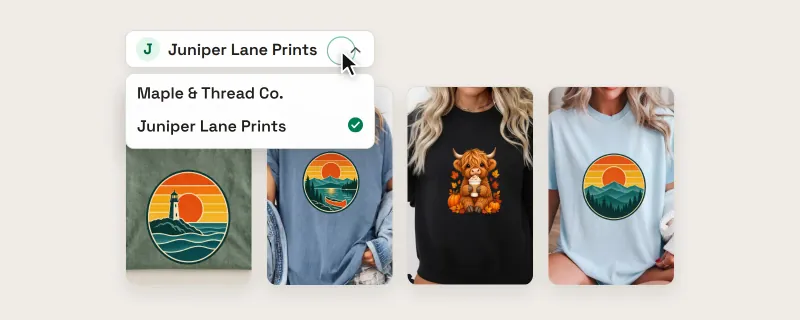 Podinfly shop switcher screen