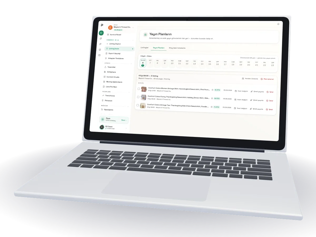 Podinfly yayın planları: günlere yayılmış listing yayınları ve saat ayarları
